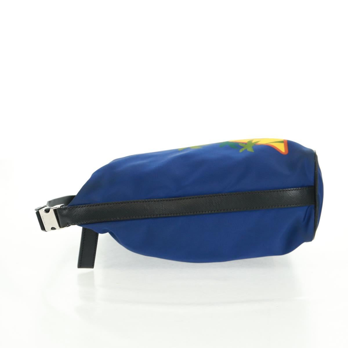 PRADA Shoulder Bag Nylon 2way Blue Silver Auth 161702M