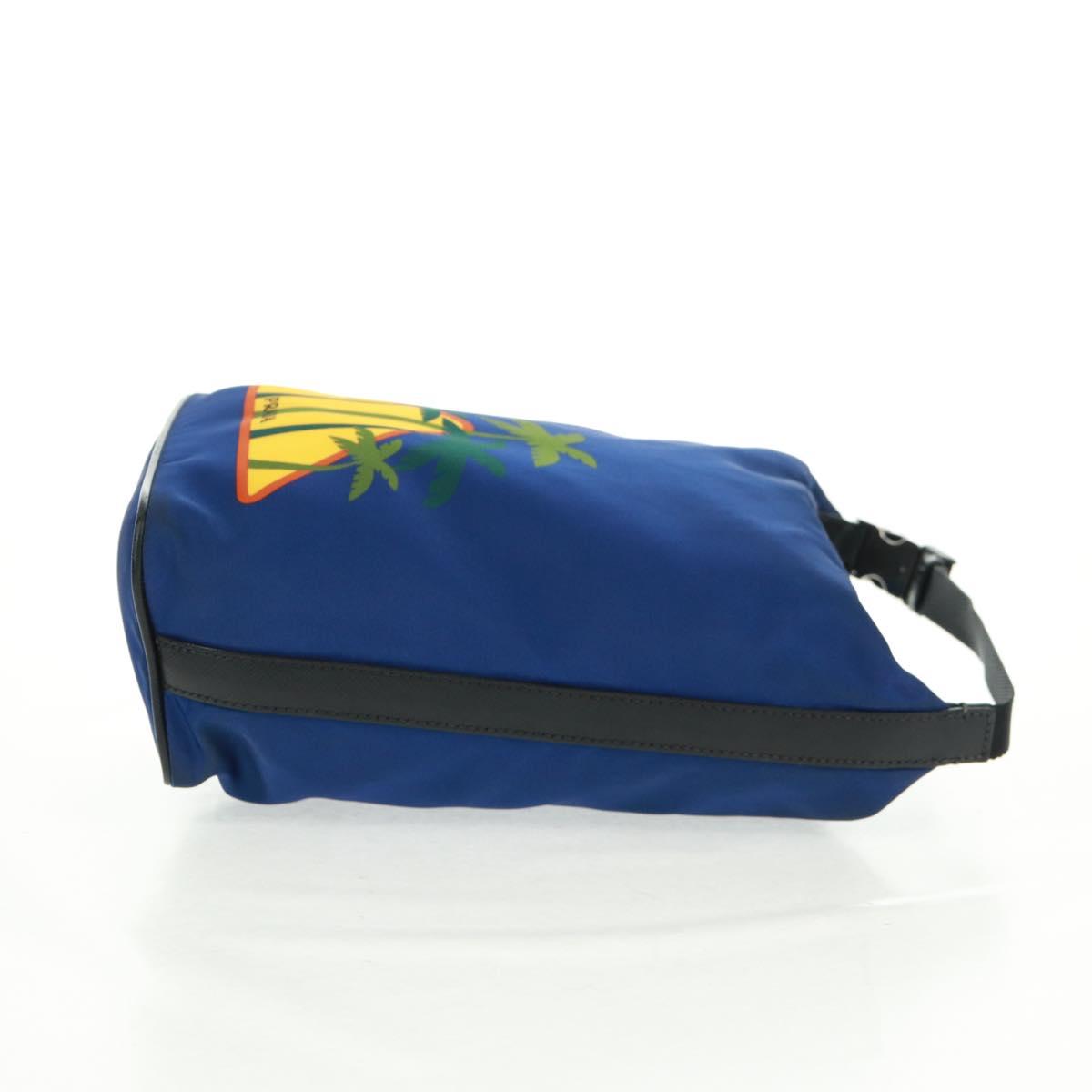 PRADA Shoulder Bag Nylon 2way Blue Silver Auth 161702M