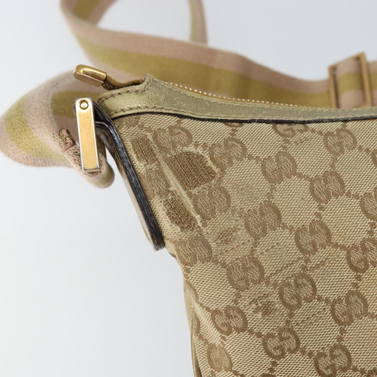 GUCCI GG Canvas Shoulder Bag Beige Gold 181092 Auth 161718