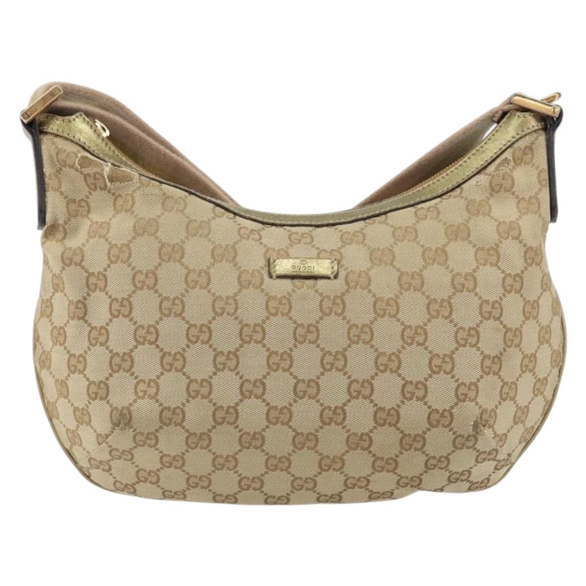 GUCCI GG Canvas Shoulder Bag Beige Gold 181092 Auth 161718