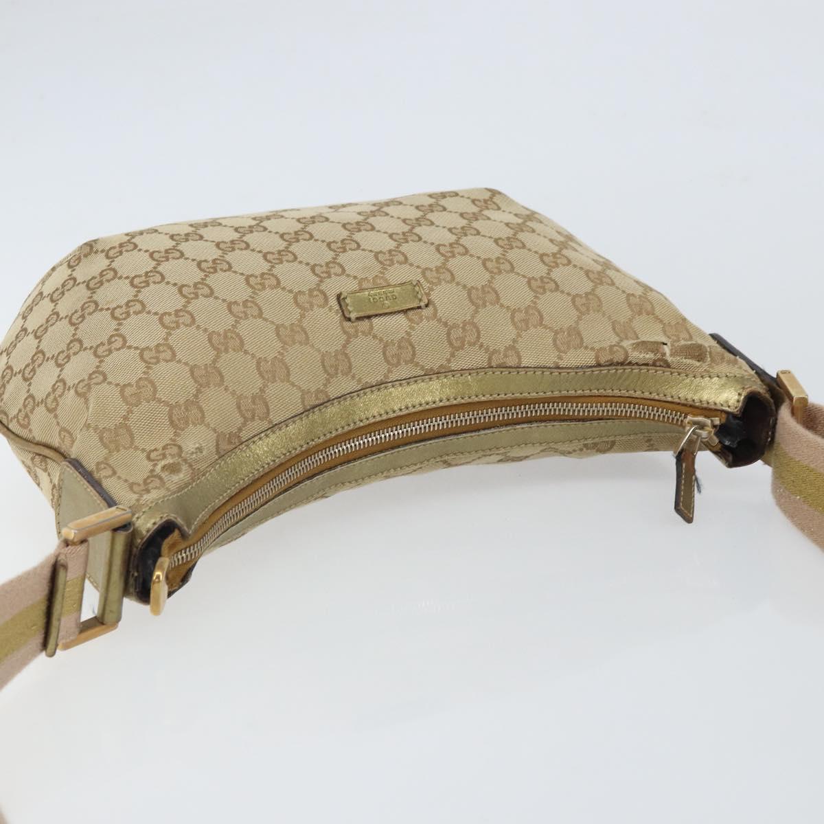 GUCCI GG Canvas Shoulder Bag Beige Gold 181092 Auth 161718
