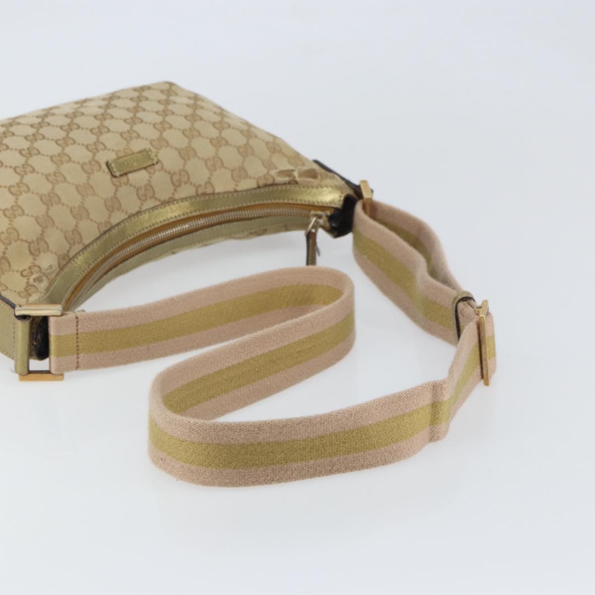 GUCCI GG Canvas Shoulder Bag Beige Gold 181092 Auth 161718