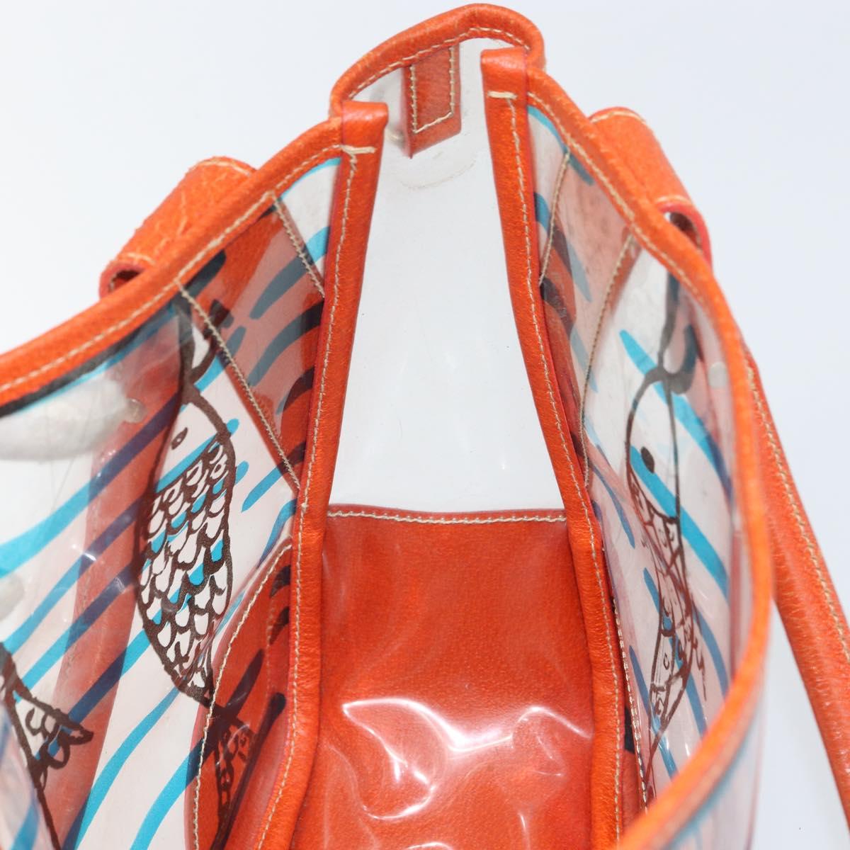PRADA Hand Bag Vinyl Clear Silver Auth 161719