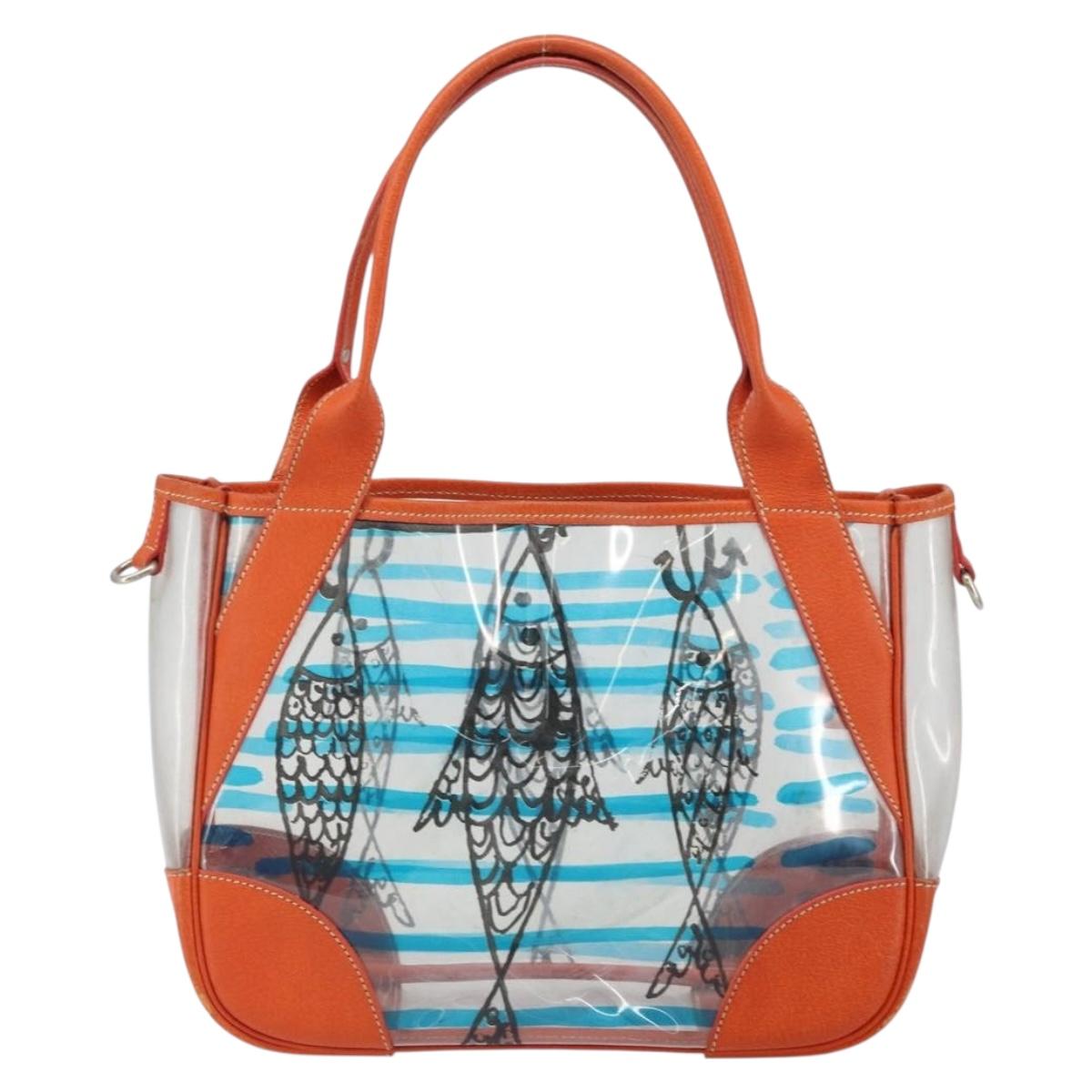 PRADA Hand Bag Vinyl Clear Silver Auth 161719