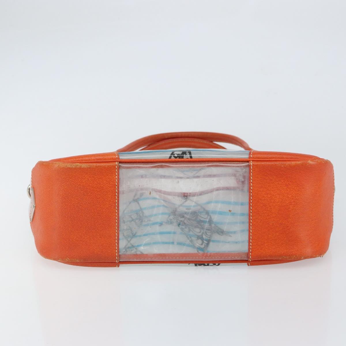 PRADA Hand Bag Vinyl Clear Silver Auth 161719