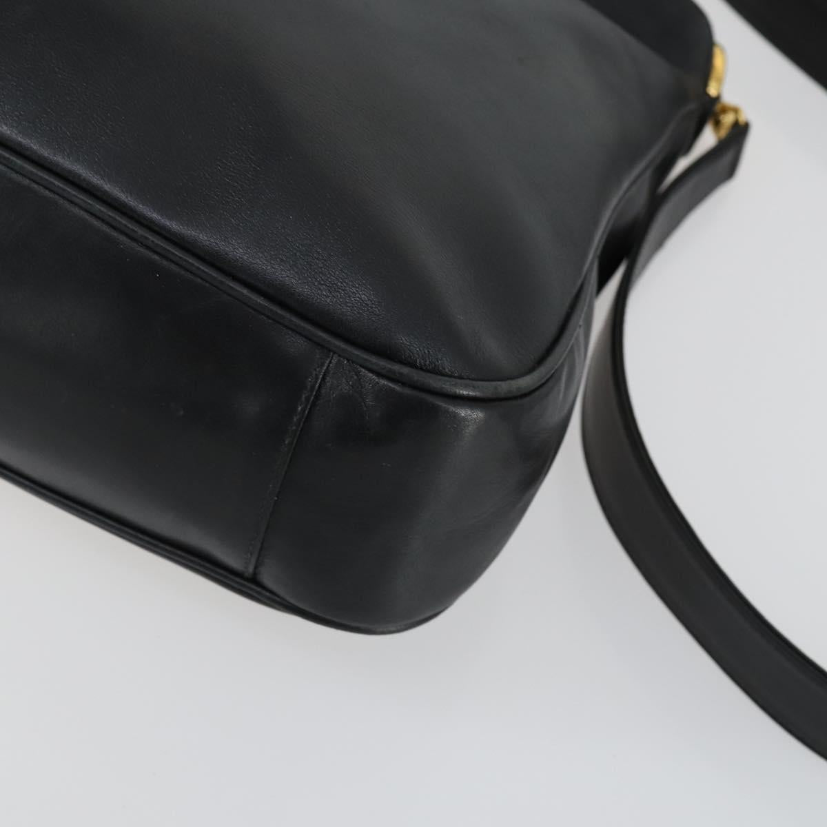 GUCCI Bamboo Hand Bag Leather 2way Black Gold 001 1705 1638 Auth 161722