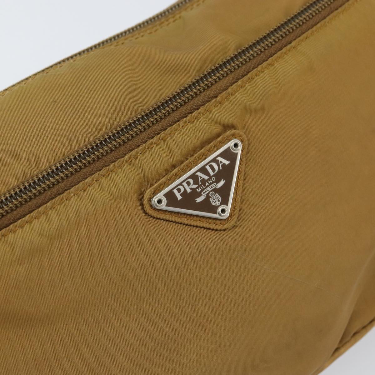 PRADA Shoulder Bag Nylon Beige Silver Auth 161725