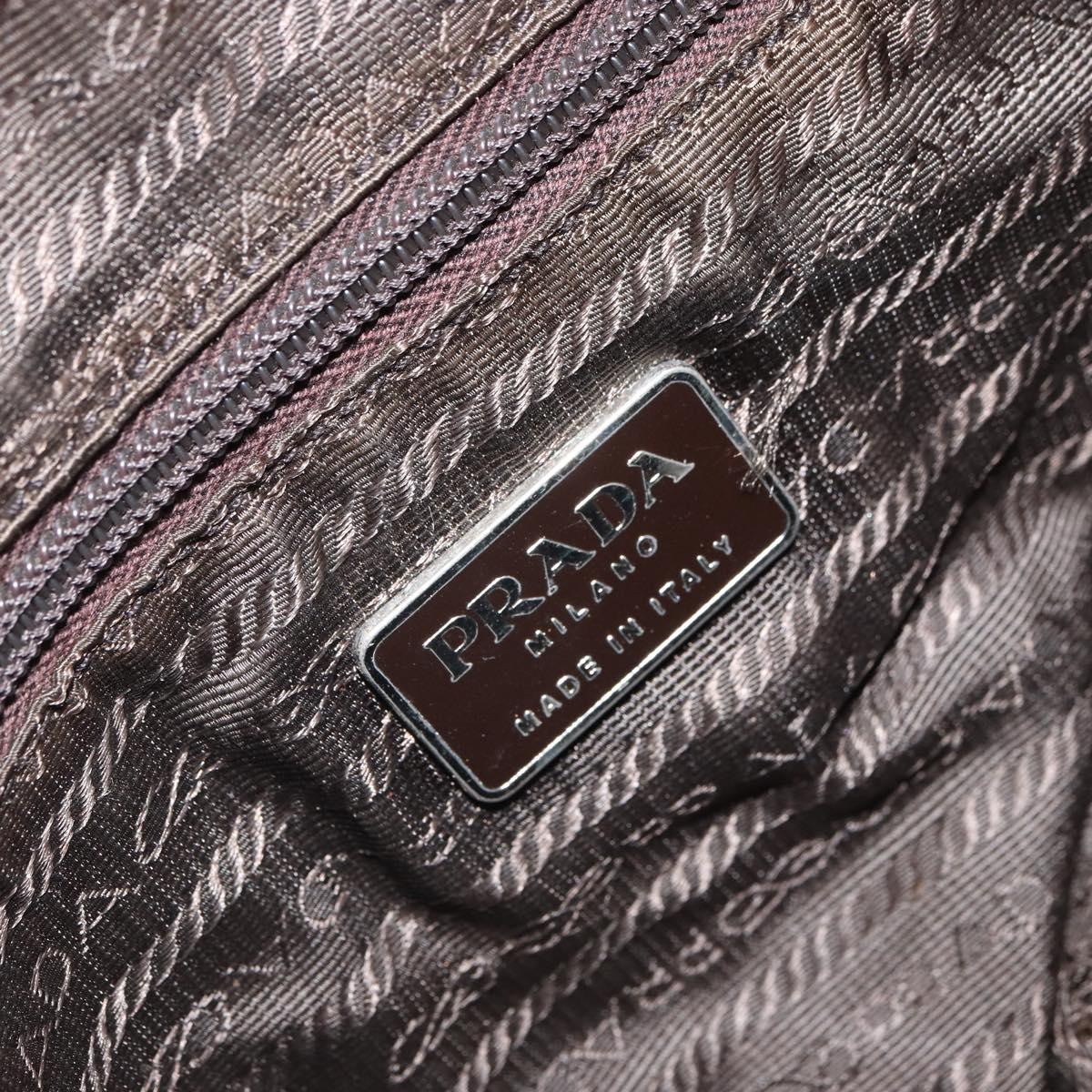 PRADA Shoulder Bag Nylon Beige Silver Auth 161725