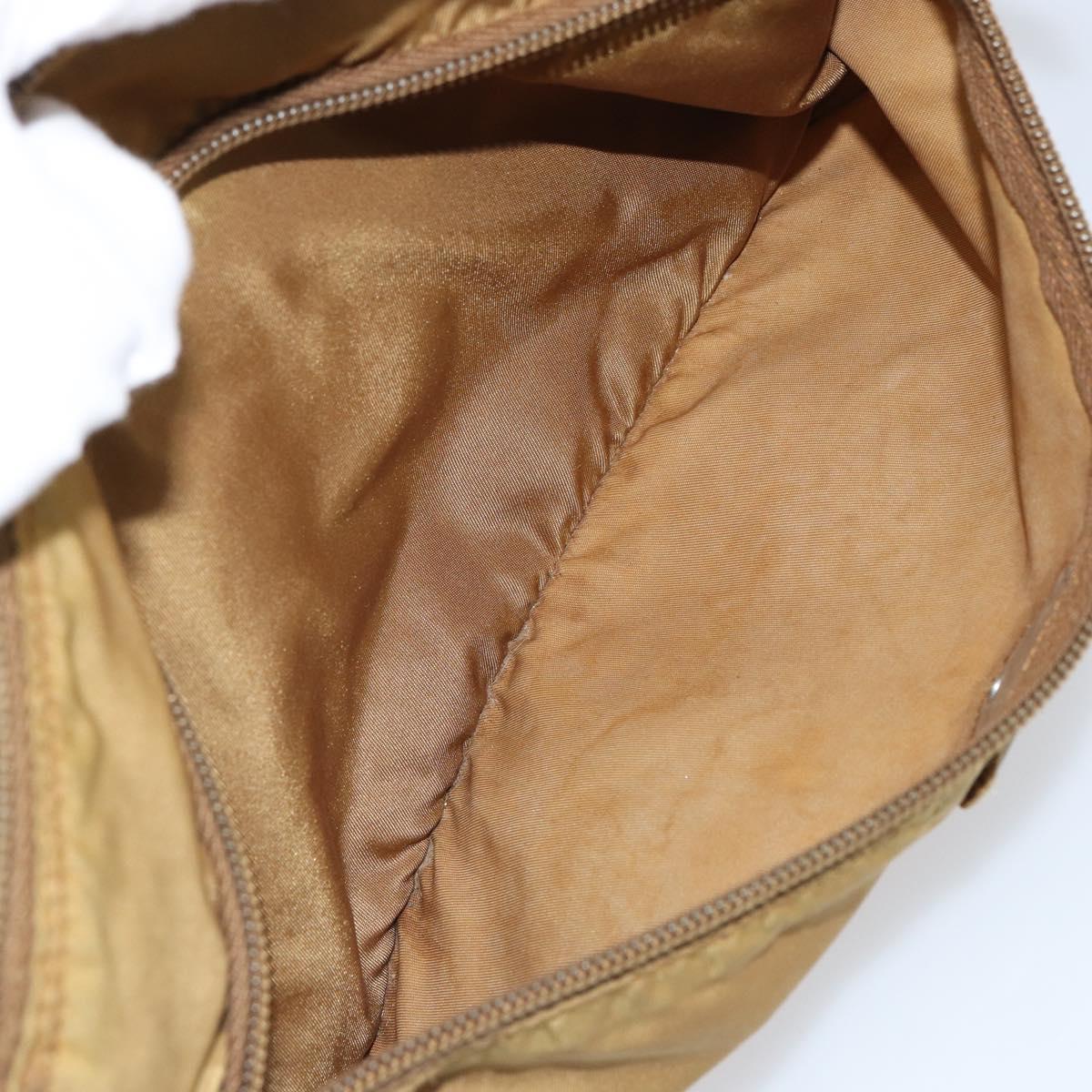 PRADA Shoulder Bag Nylon Beige Silver Auth 161725