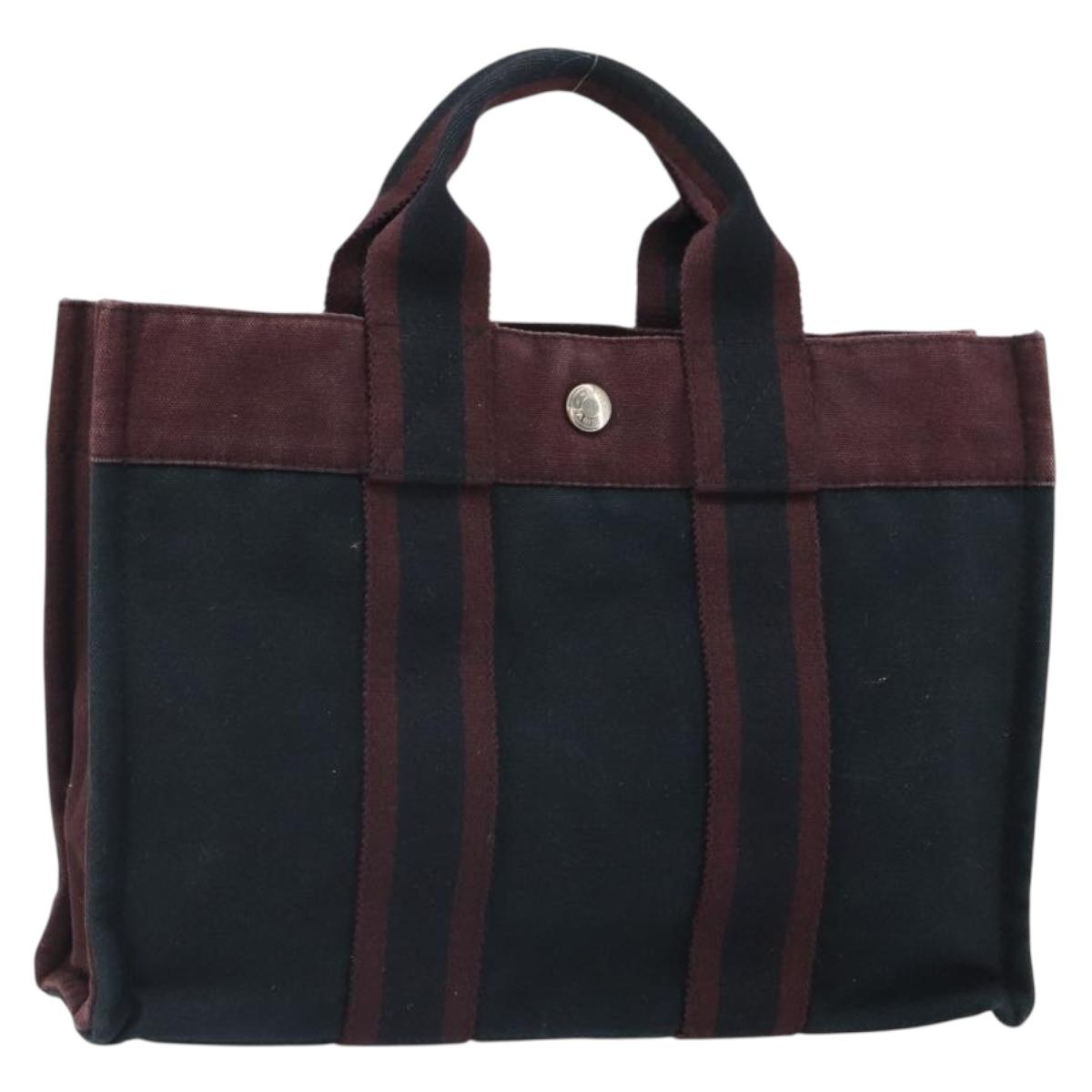 HERMES Fourre Tout PM Hand Bag Canvas Black Auth 161726
