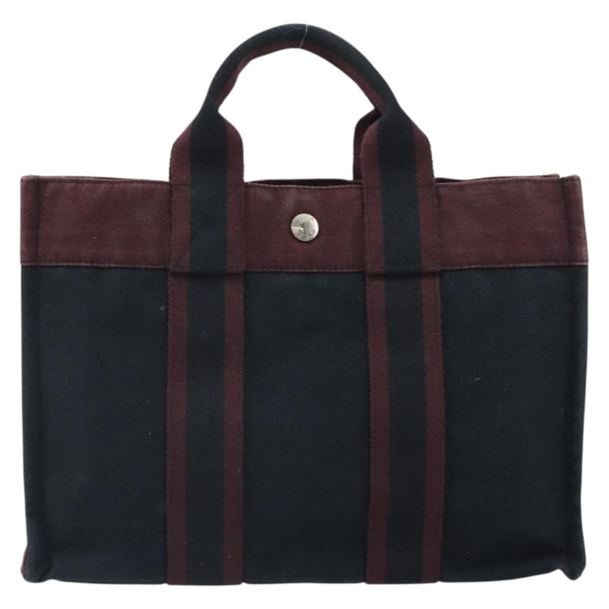 HERMES Fourre Tout PM Hand Bag Canvas Black Auth 161726