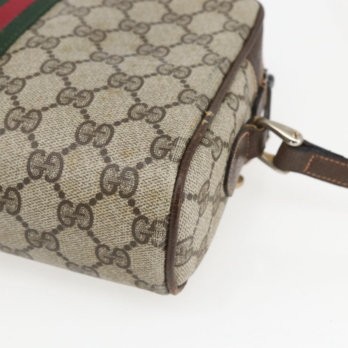 GUCCI GG Supreme Web Sherry Line Shoulder Bag PVC Beige 010 378 Auth 161738