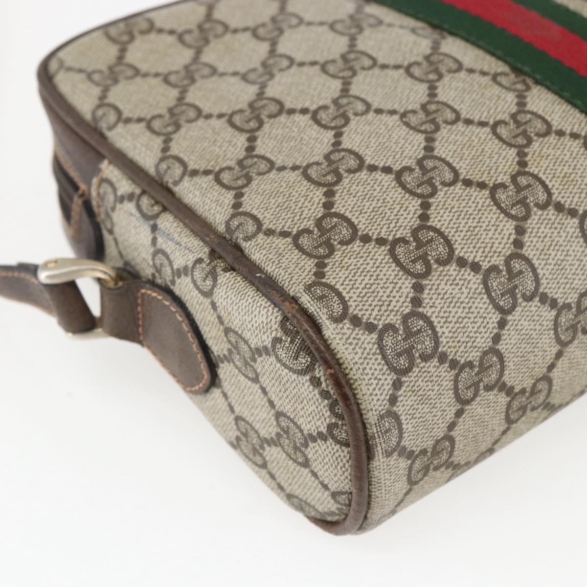 GUCCI GG Supreme Web Sherry Line Shoulder Bag PVC Beige 010 378 Auth 161738