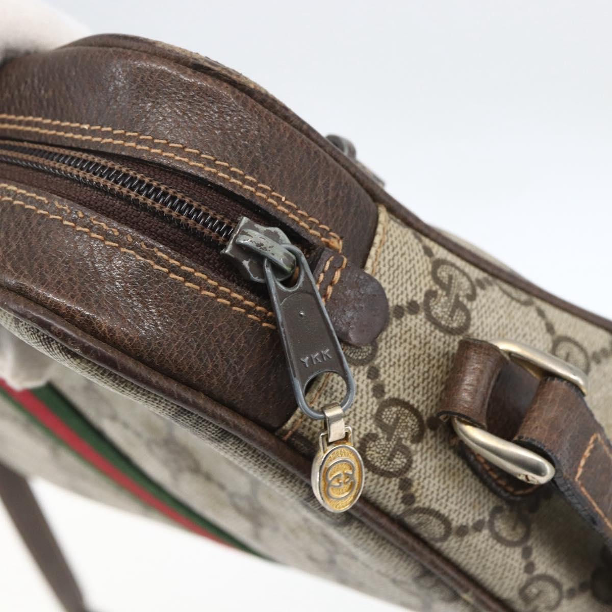 GUCCI GG Supreme Web Sherry Line Shoulder Bag PVC Beige 010 378 Auth 161738