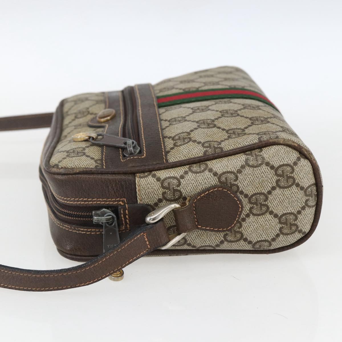 GUCCI GG Supreme Web Sherry Line Shoulder Bag PVC Beige 010 378 Auth 161738
