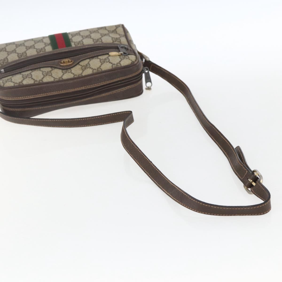 GUCCI GG Supreme Web Sherry Line Shoulder Bag PVC Beige 010 378 Auth 161738