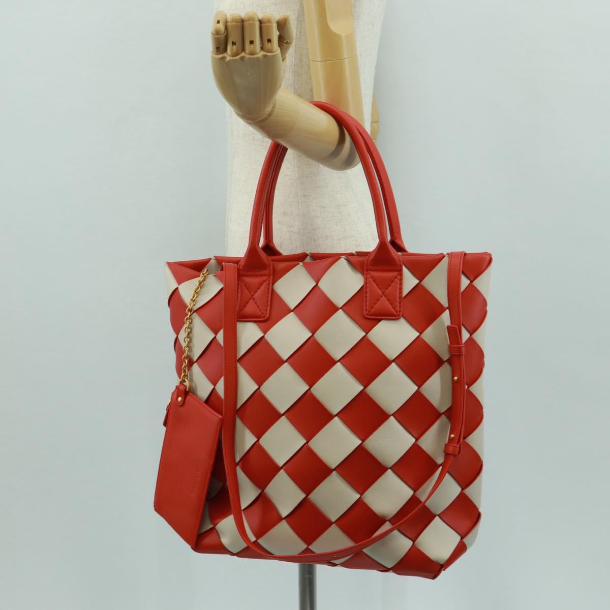 BOTTEGA VENETA INTRECCIATO Cabas Bag Leather 2way Orange Gold Auth 161744SAM
