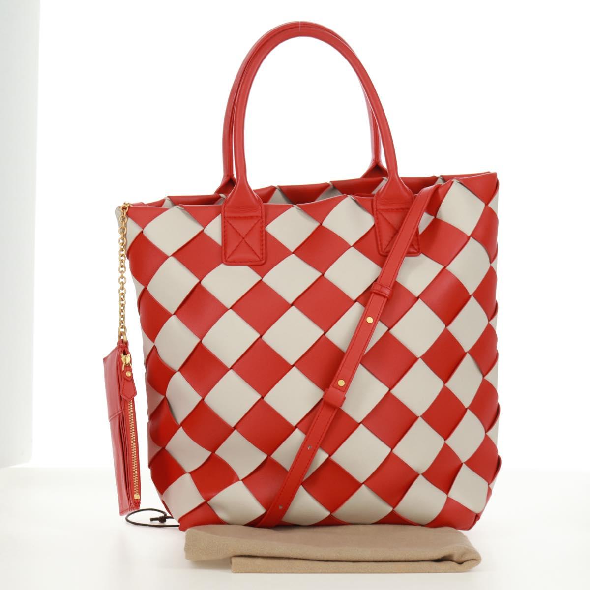 BOTTEGA VENETA INTRECCIATO Cabas Bag Leather 2way Orange Gold Auth 161744SAM