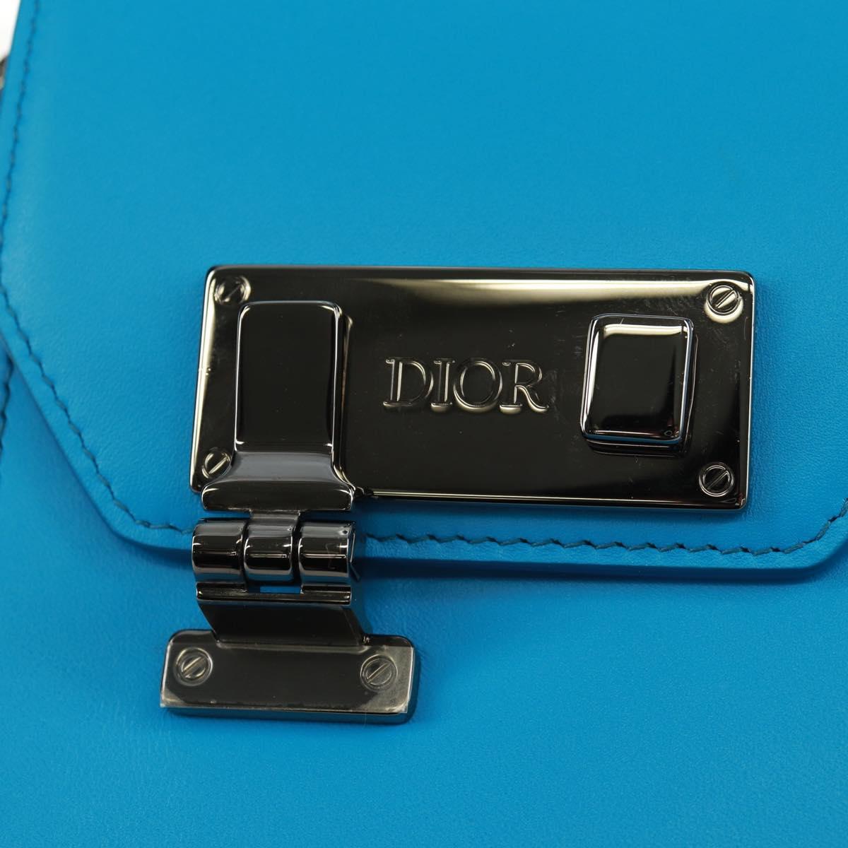 Christian Dior Shoulder Bag Leather Blue Silver Auth 161745M