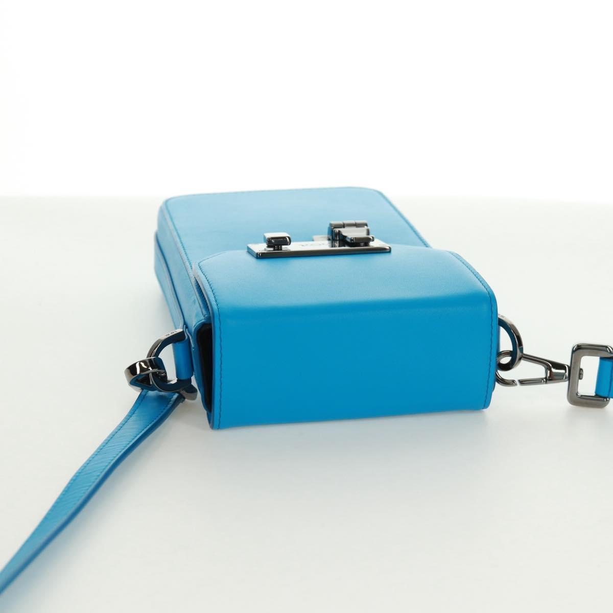 Christian Dior Shoulder Bag Leather Blue Silver Auth 161745M