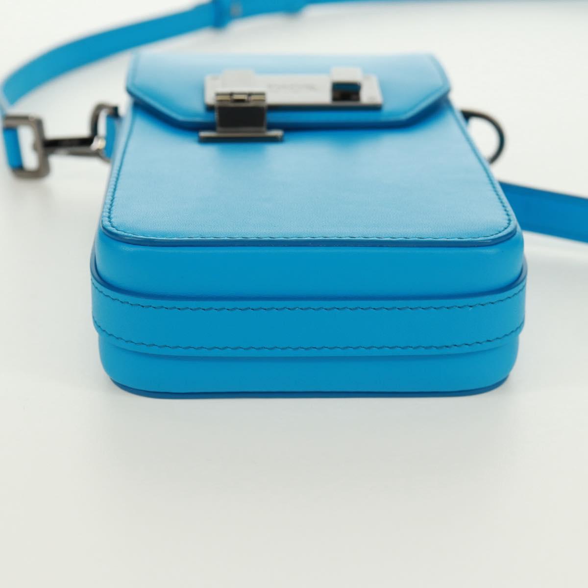 Christian Dior Shoulder Bag Leather Blue Silver Auth 161745M