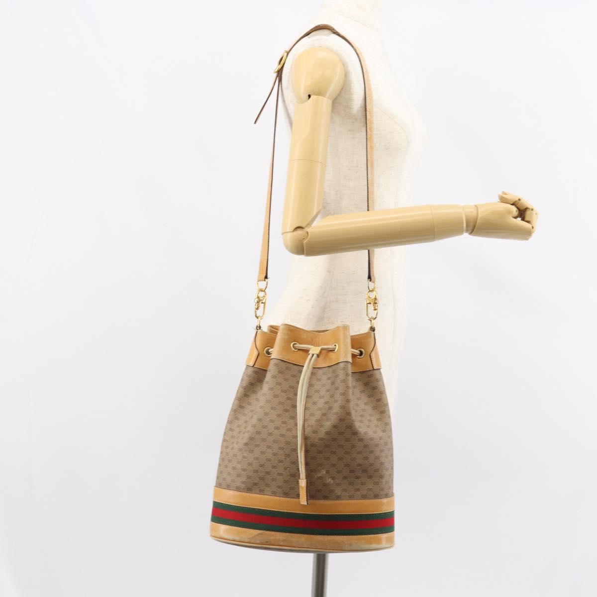GUCCI Micro GG Supreme Web Sherry Line Bag PVC Beige 001 58 4793 Auth 161752