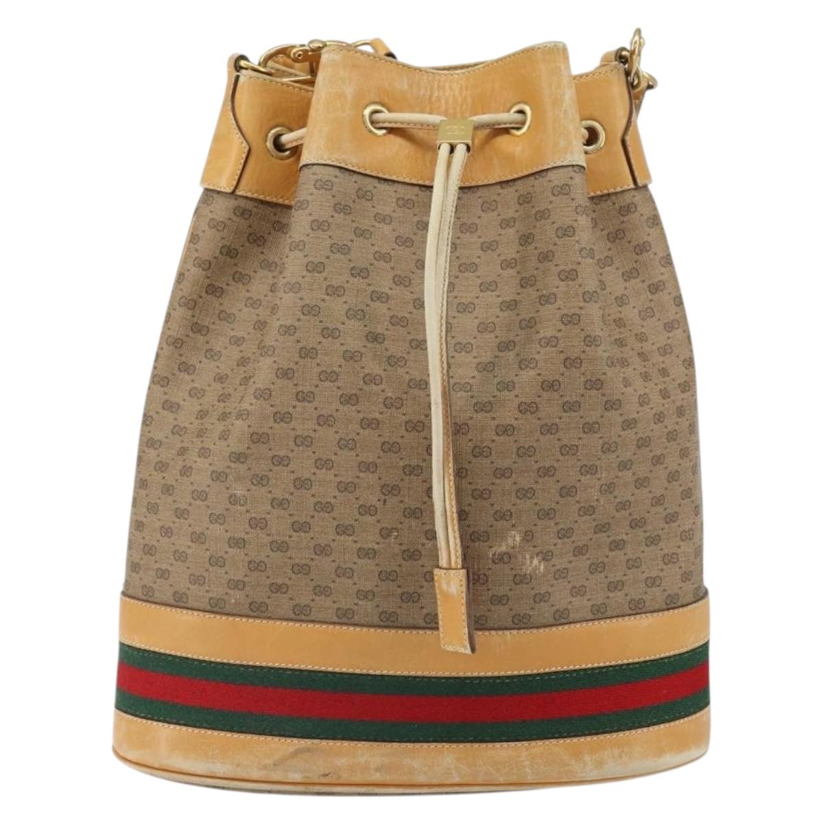 GUCCI Micro GG Supreme Web Sherry Line Bag PVC Beige 001 58 4793 Auth 161752