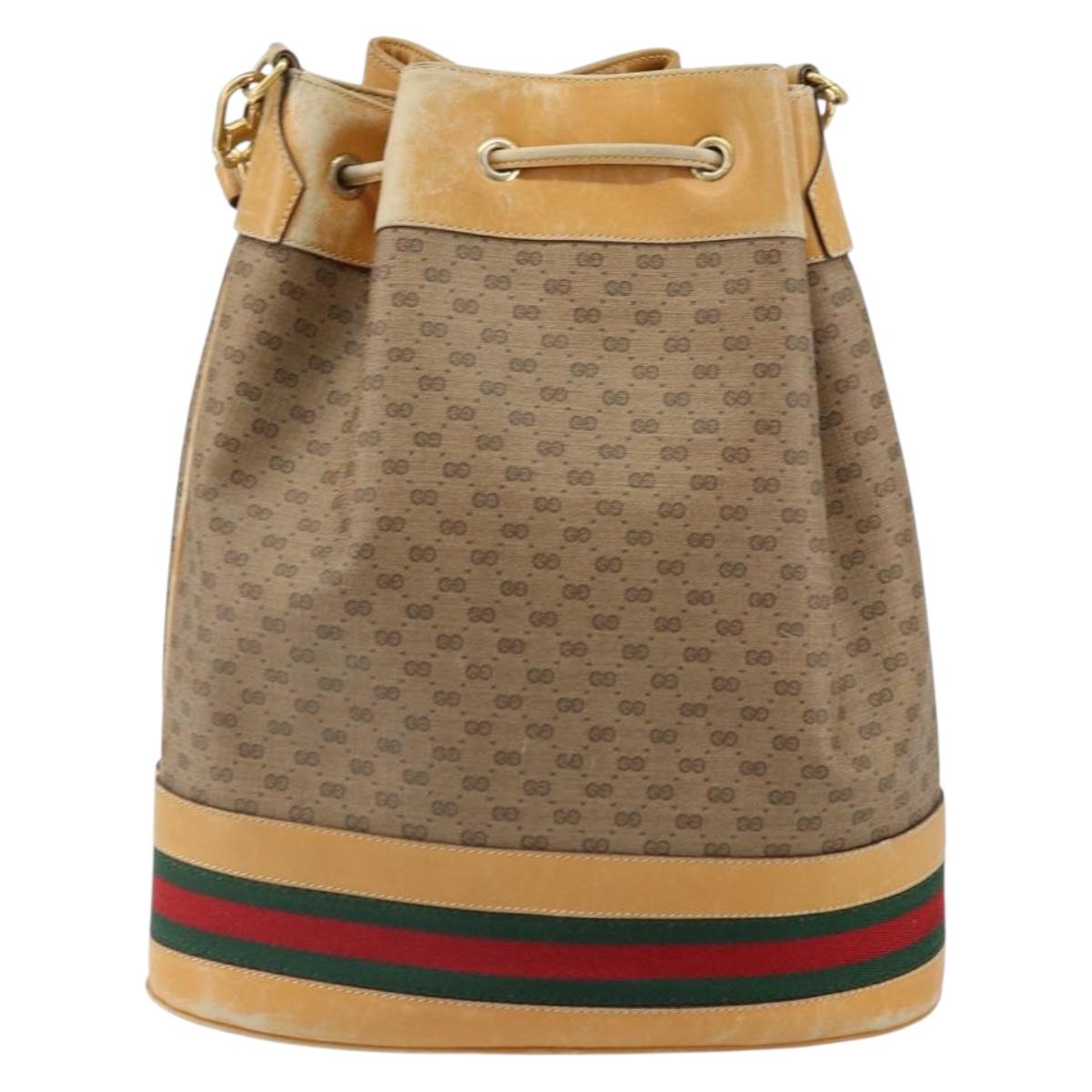 GUCCI Micro GG Supreme Web Sherry Line Bag PVC Beige 001 58 4793 Auth 161752