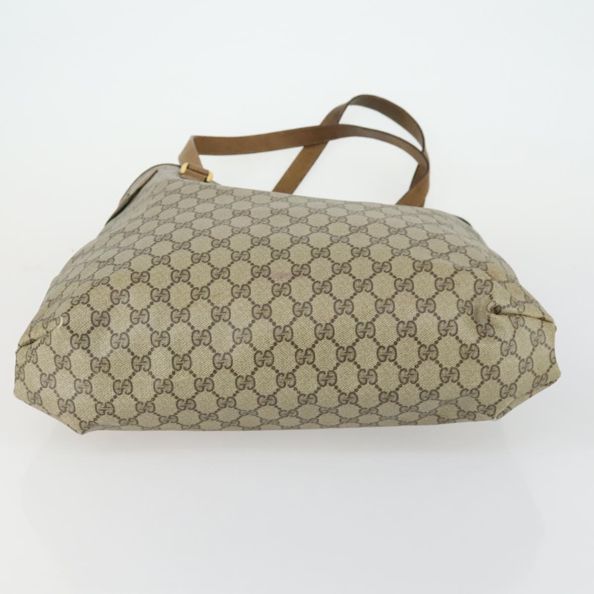 GUCCI GG Supreme Web Sherry Line Tote Bag PVC Beige Gold 39 02 091 Auth 161753