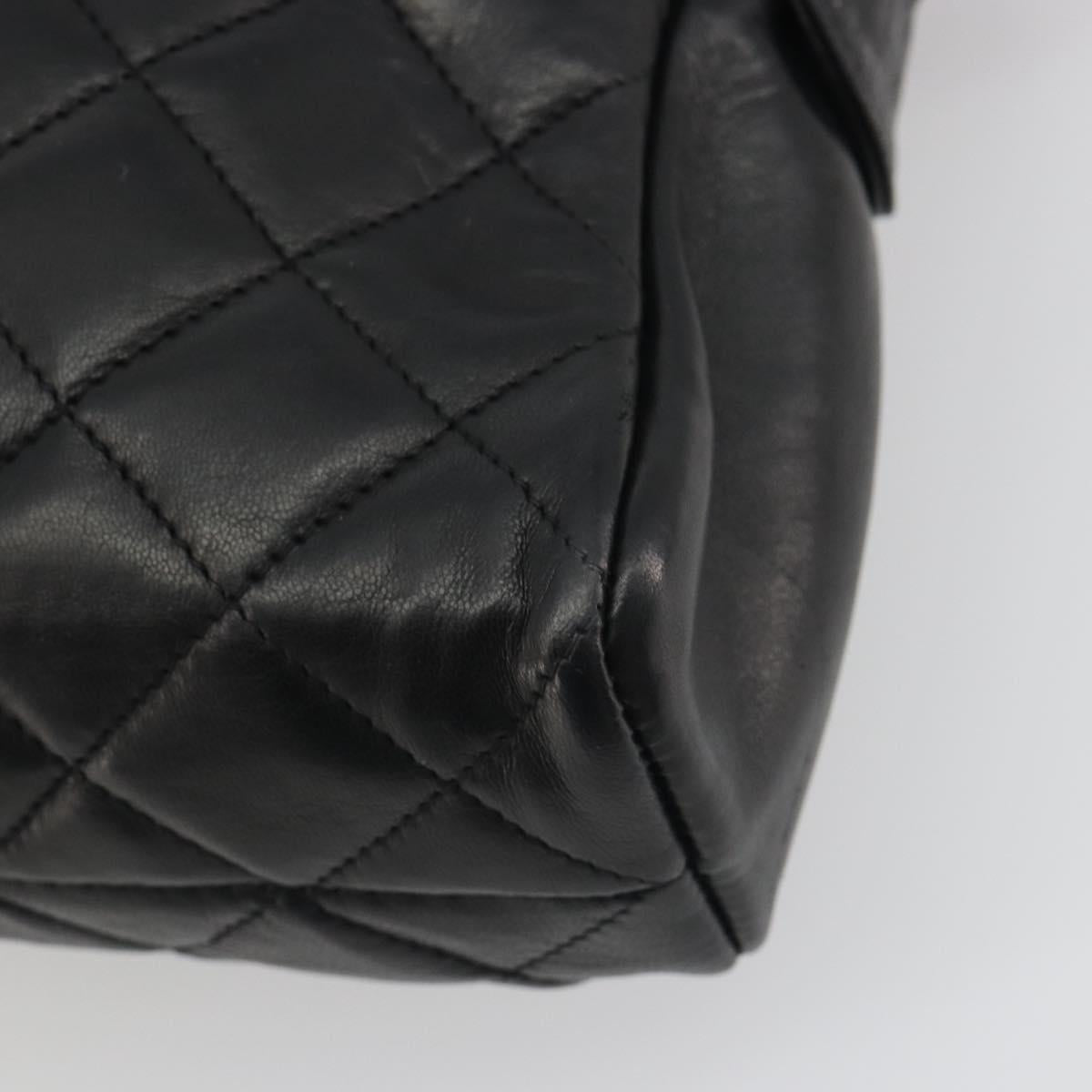 CHANEL Matelasse Chain Shoulder Bag Leather Black Gold CC Auth 161755