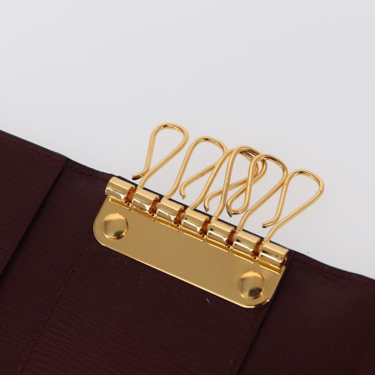 CARTIER Must Line Key Case Leather Bordeaux Gold Auth 161762V