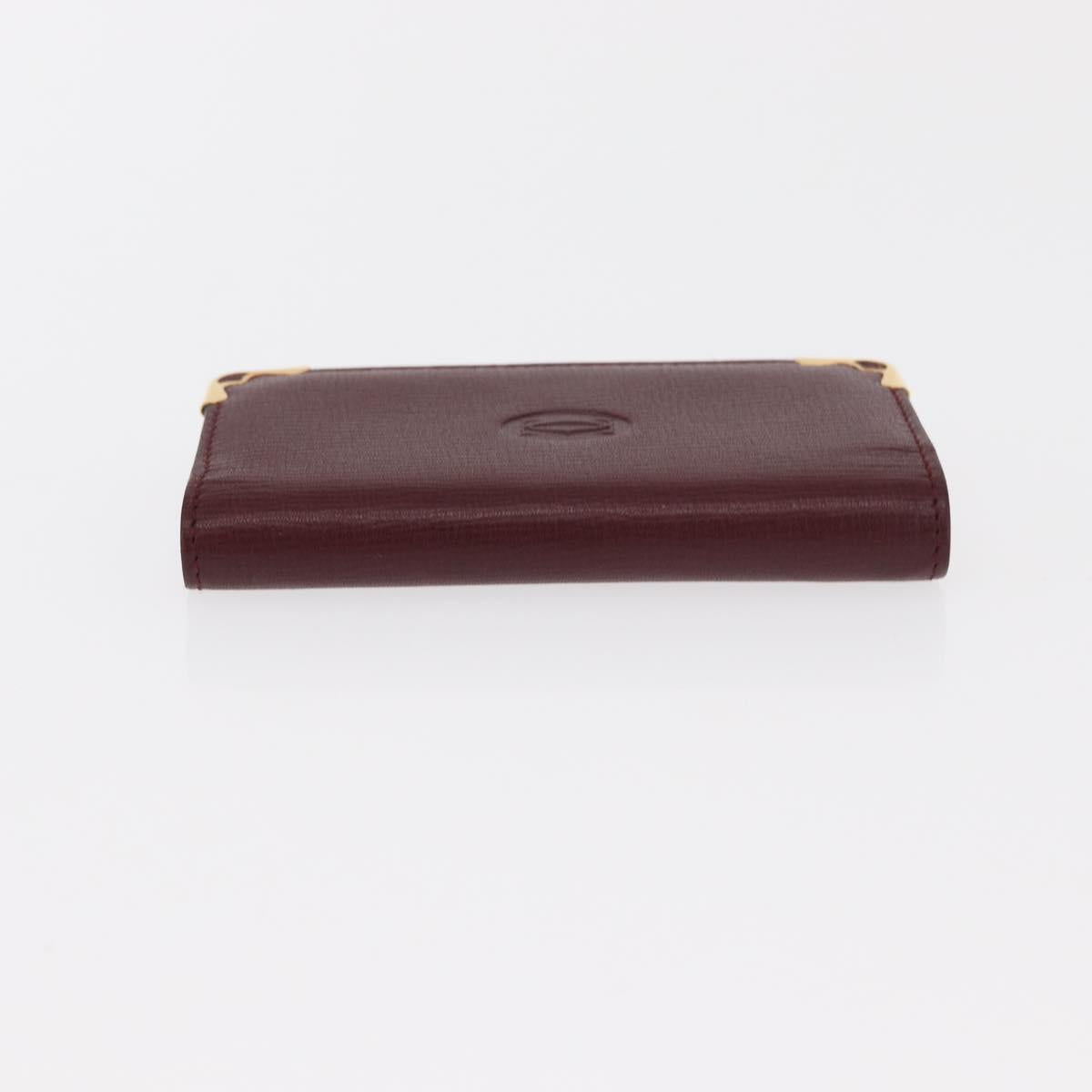 CARTIER Must Line Key Case Leather Bordeaux Gold Auth 161762V