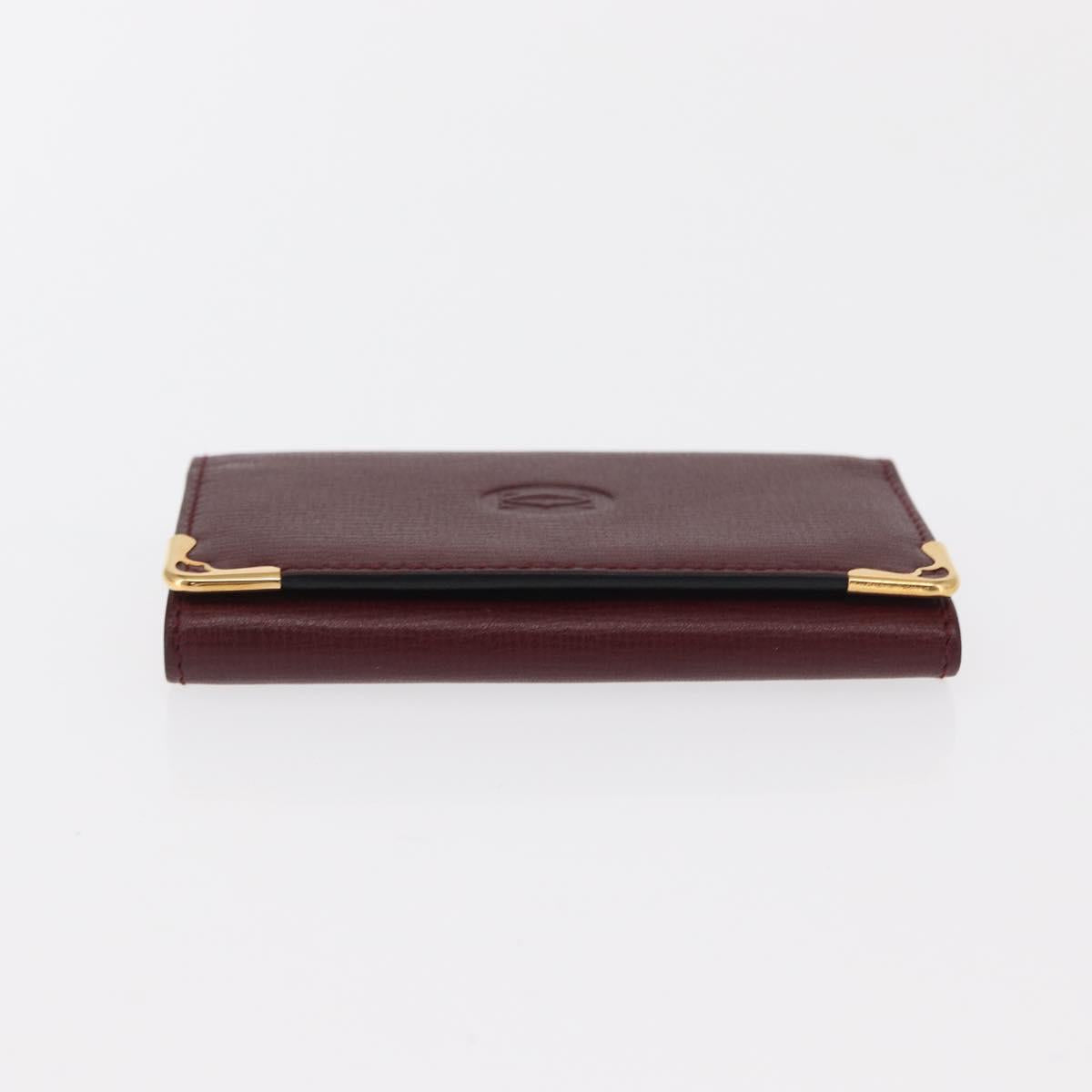 CARTIER Must Line Key Case Leather Bordeaux Gold Auth 161762V