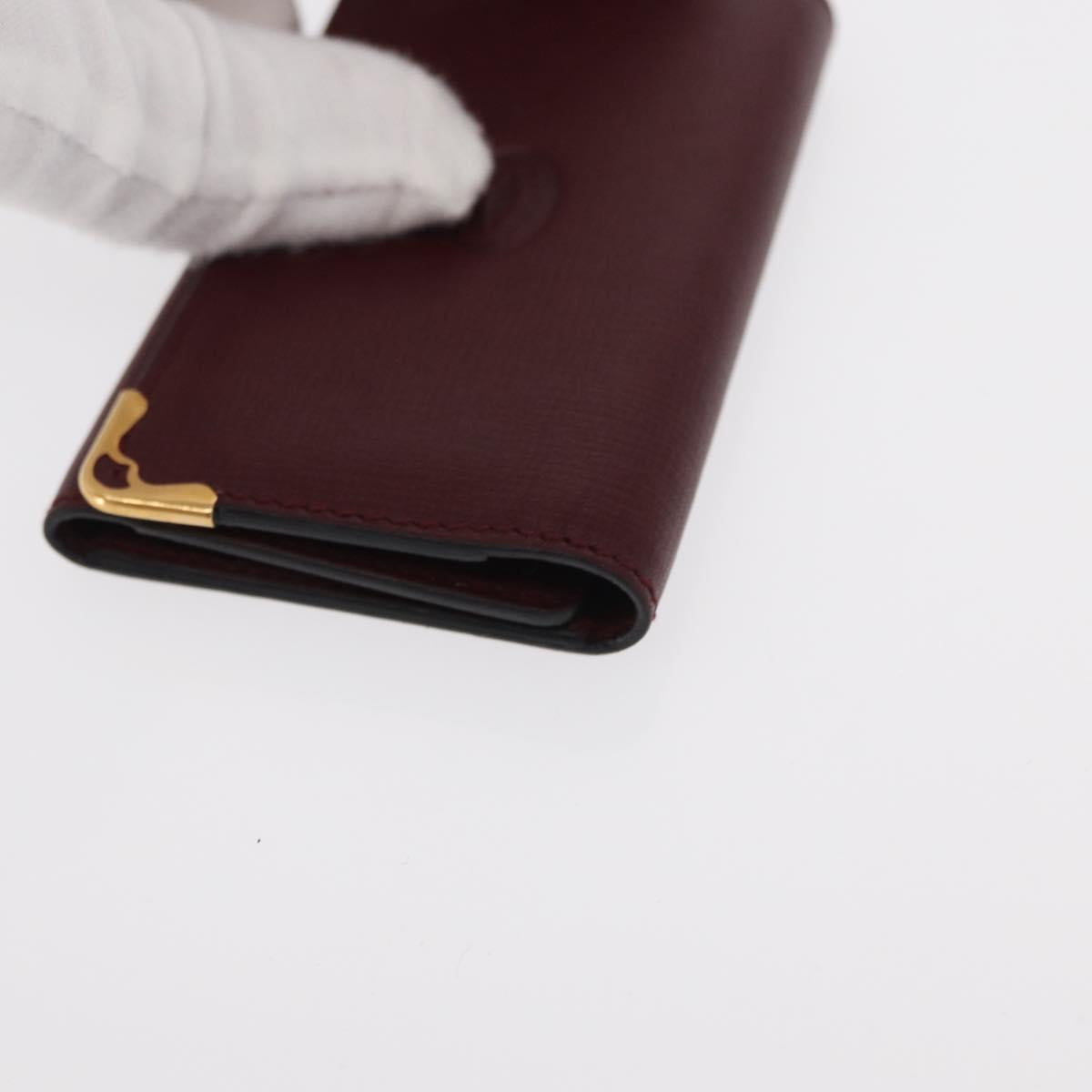 CARTIER Must Line Key Case Leather Bordeaux Gold Auth 161762V