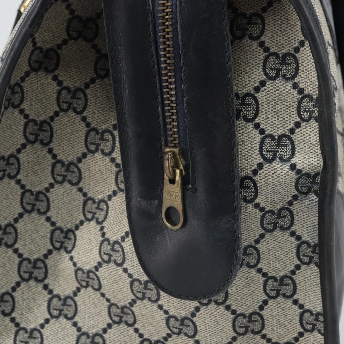 GUCCI GG Supreme Sherry Line Boston Bag PVC Navy Gold Auth 161763