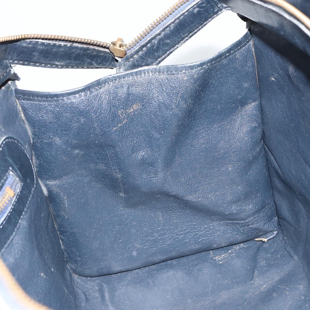 GUCCI GG Supreme Sherry Line Boston Bag PVC Navy Gold Auth 161763