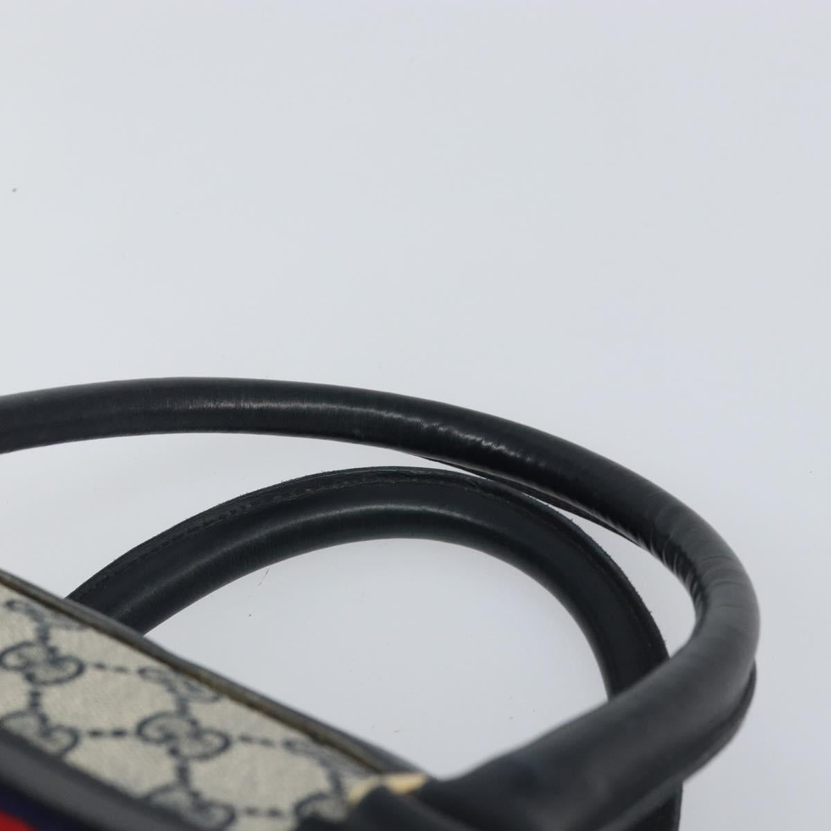 GUCCI GG Supreme Sherry Line Boston Bag PVC Navy Gold Auth 161763