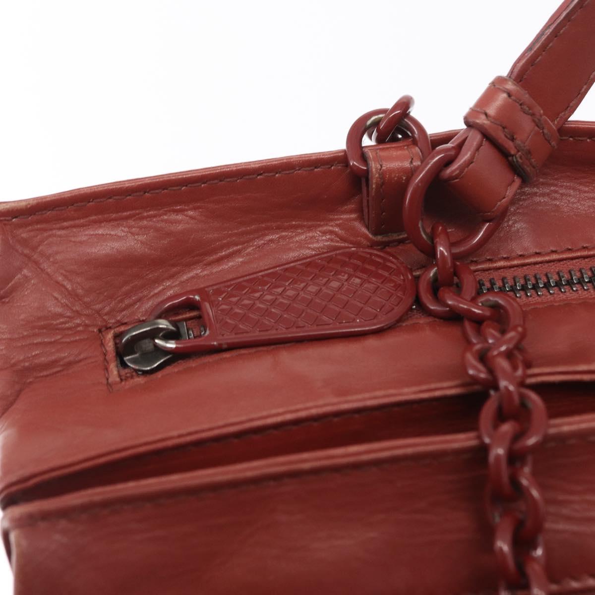 BOTTEGA VENETA Chain Shoulder Bag Leather Red Auth 161765