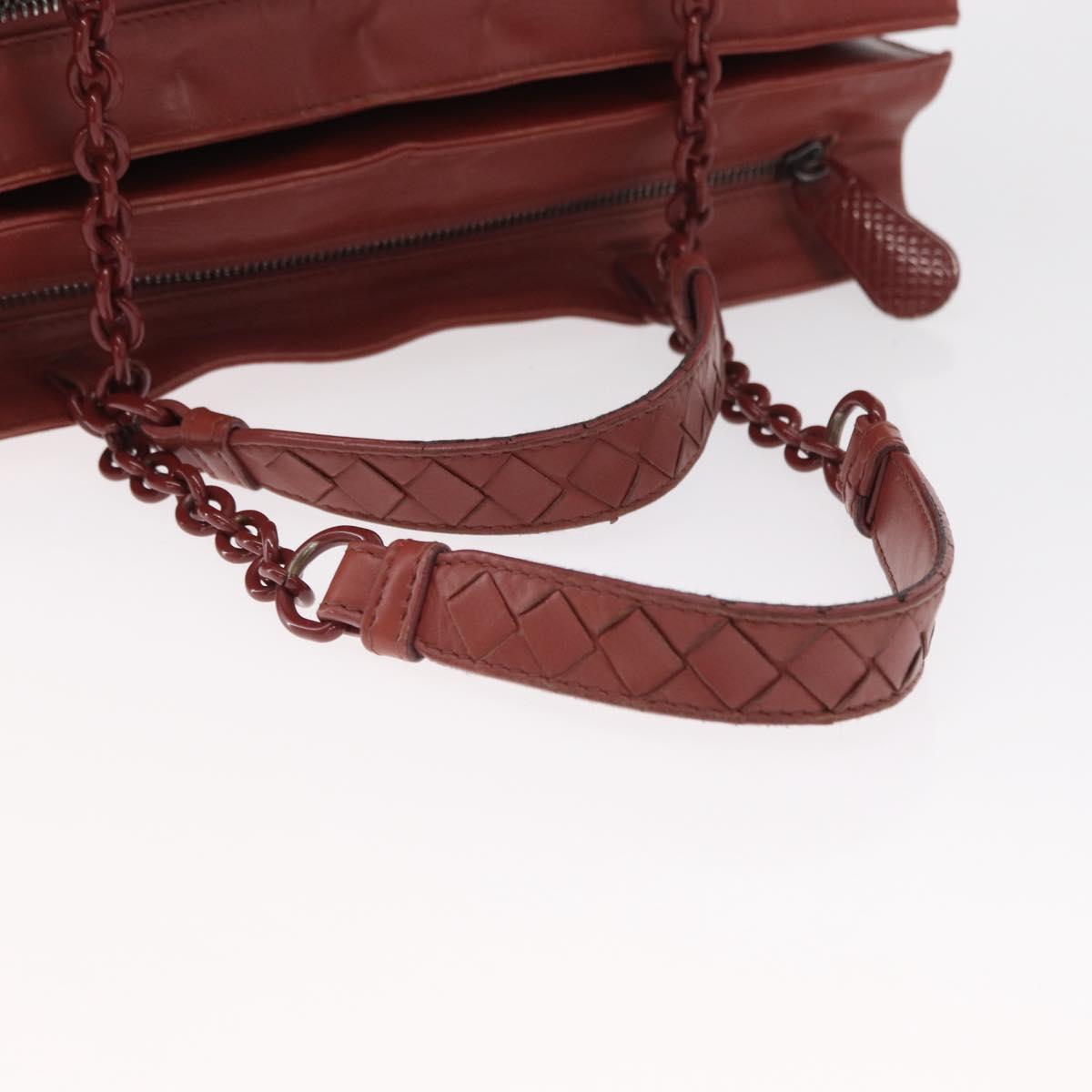 BOTTEGA VENETA Chain Shoulder Bag Leather Red Auth 161765