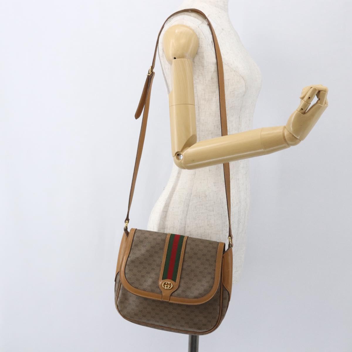 GUCCI Micro GG Supreme Web Sherry Line Bag PVC Beige 001 115 0914 Auth 161766
