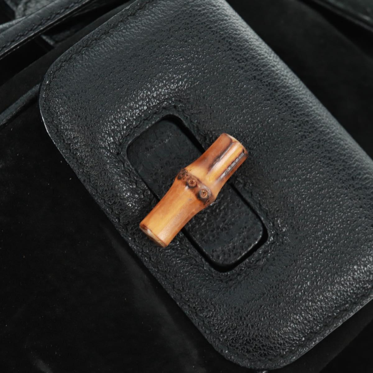 GUCCI Bamboo Backpack Suede Black Gold 003 58 0016 Auth 161768