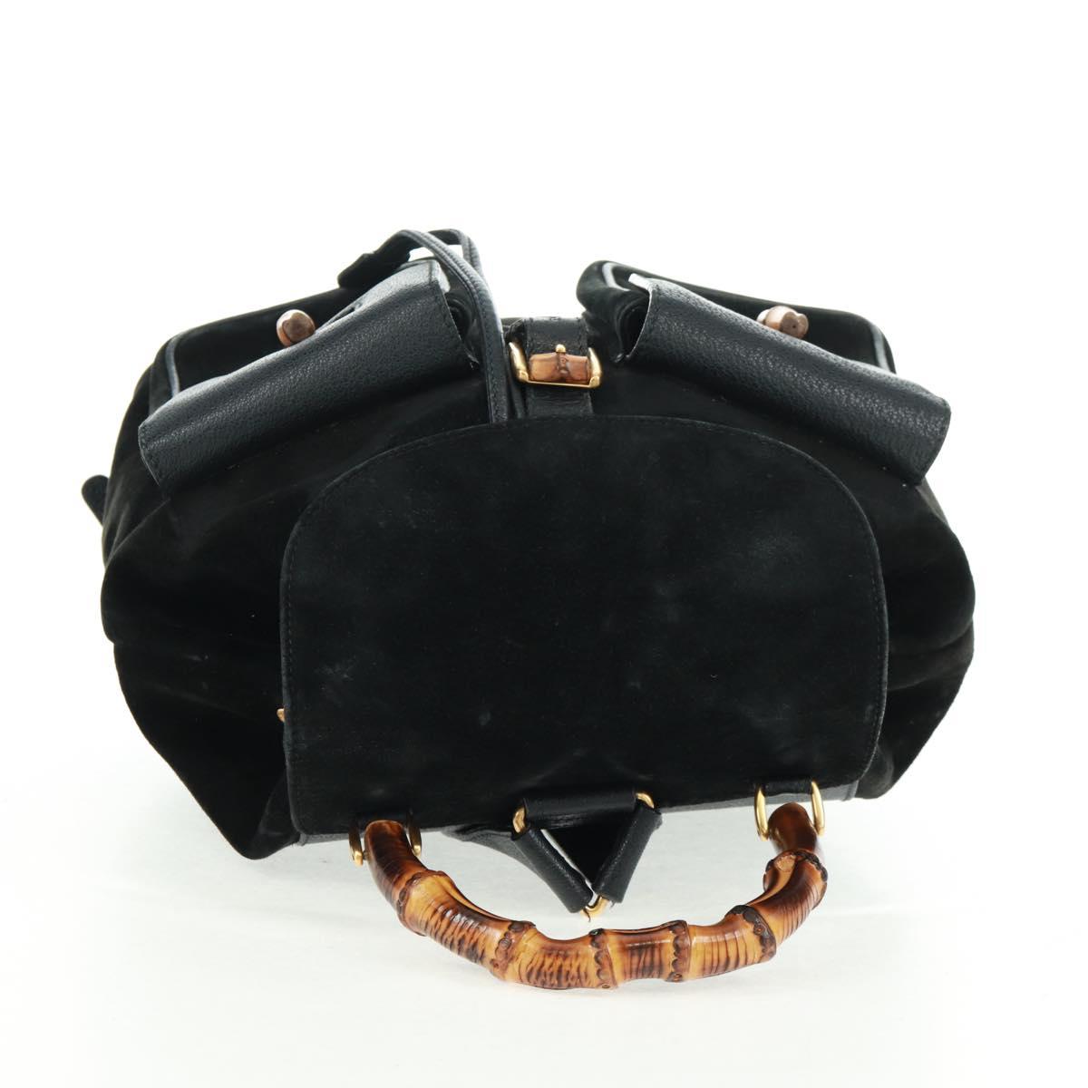 GUCCI Bamboo Backpack Suede Black Gold 003 58 0016 Auth 161768