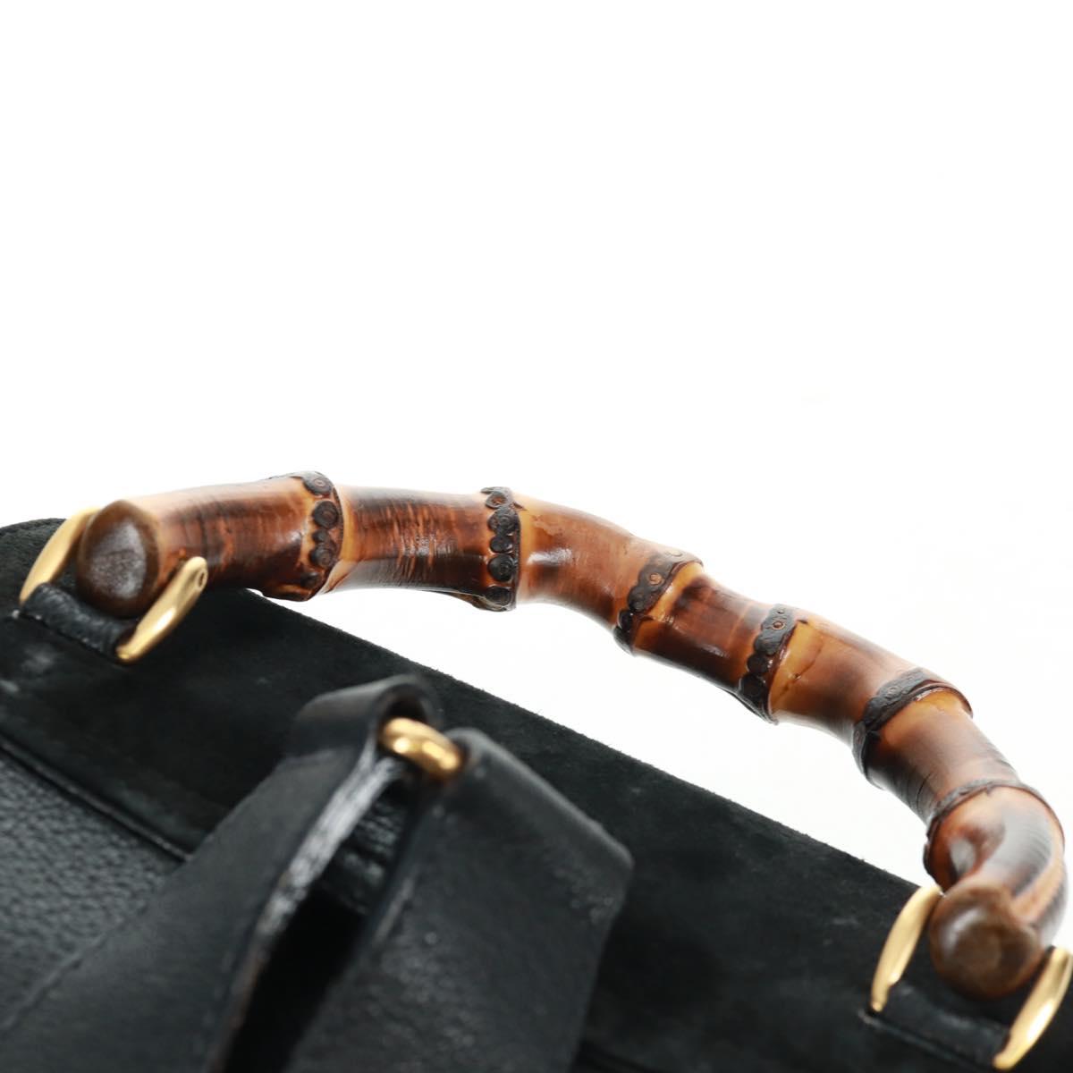 GUCCI Bamboo Backpack Suede Black Gold 003 58 0016 Auth 161768