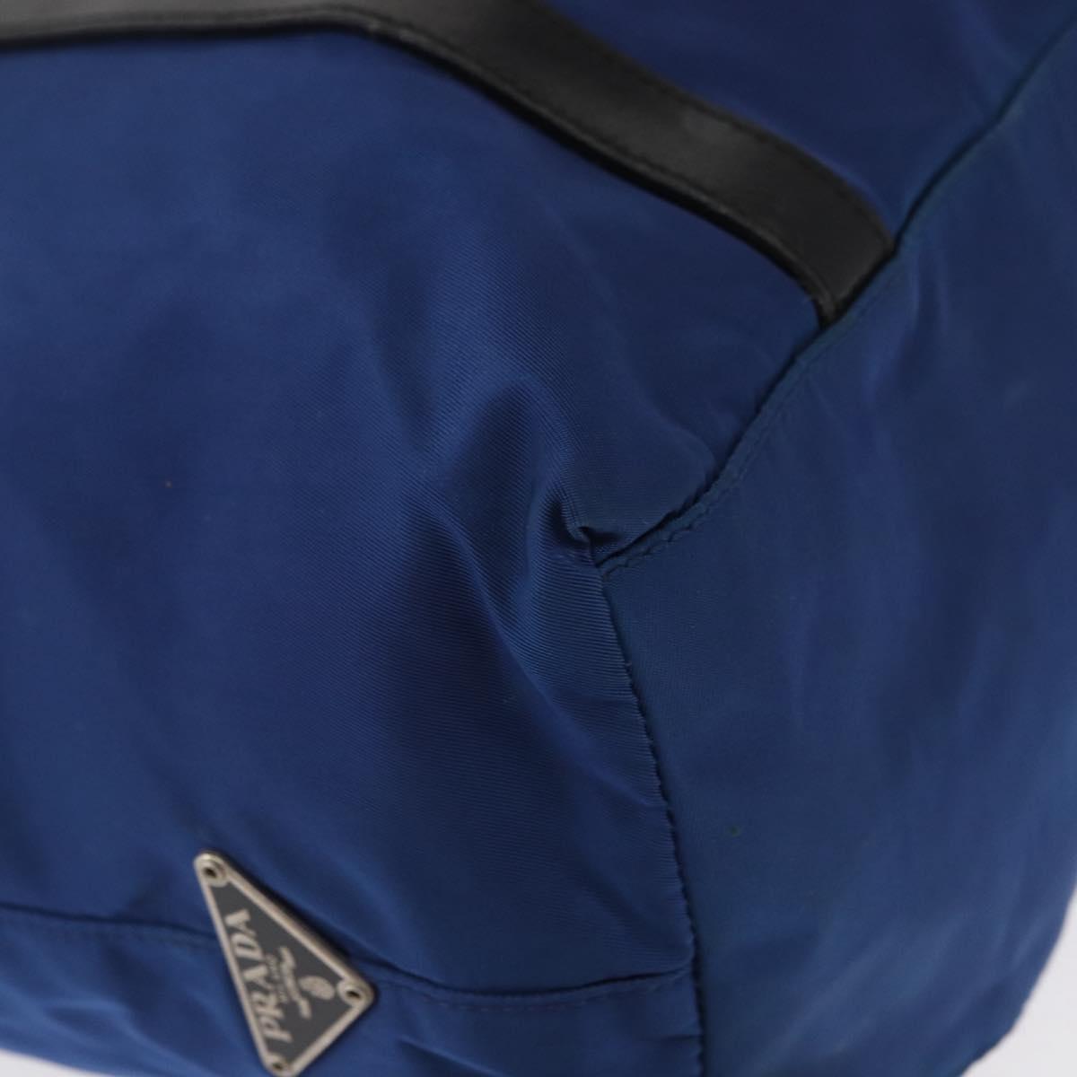 PRADA Tote Bag Nylon Blue Silver Auth 161771