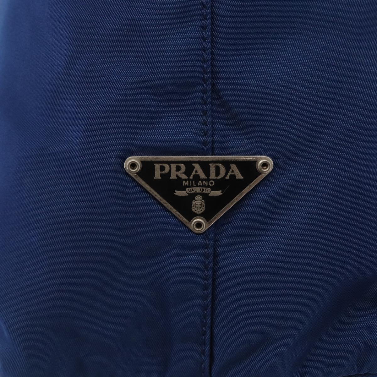 PRADA Tote Bag Nylon Blue Silver Auth 161771
