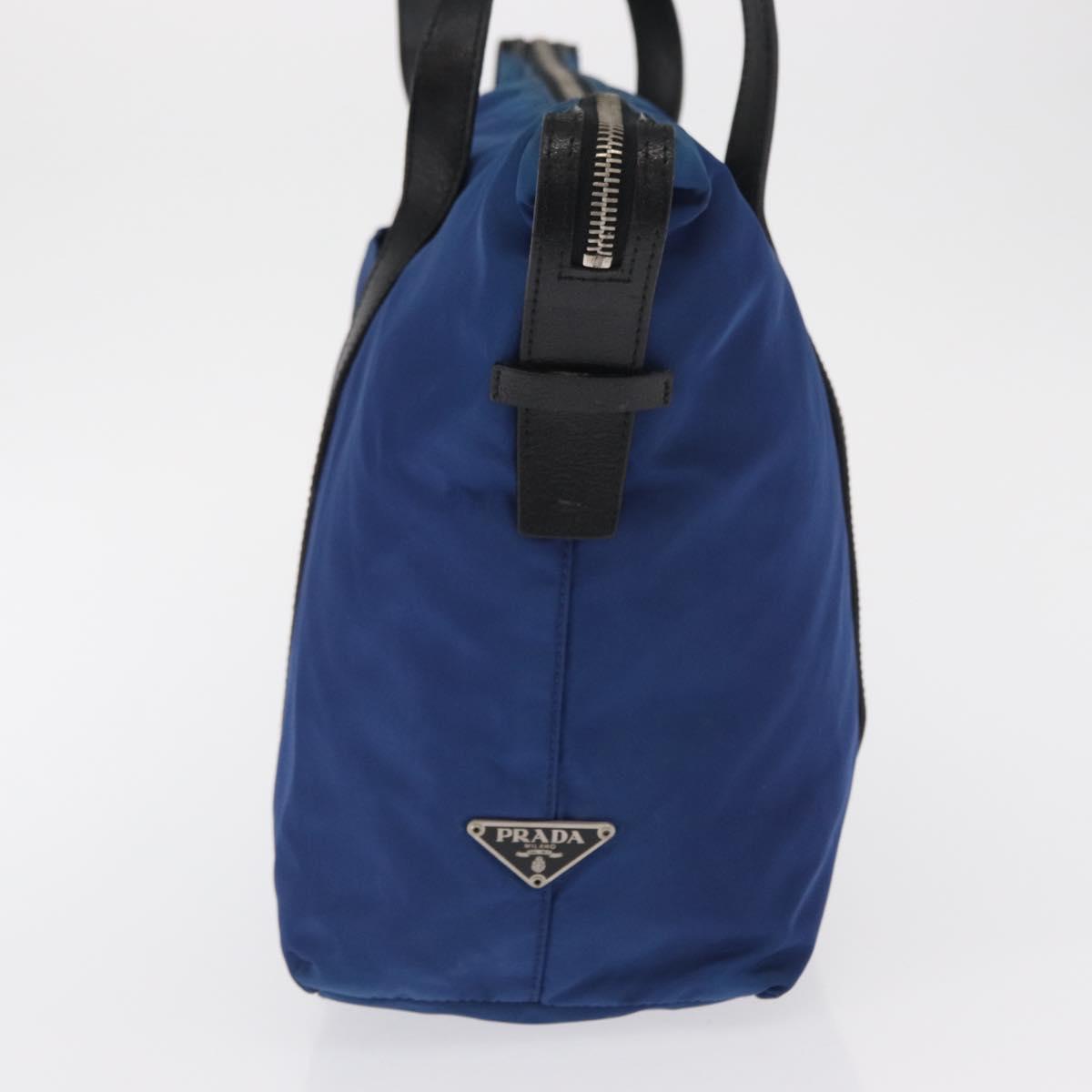 PRADA Tote Bag Nylon Blue Silver Auth 161771