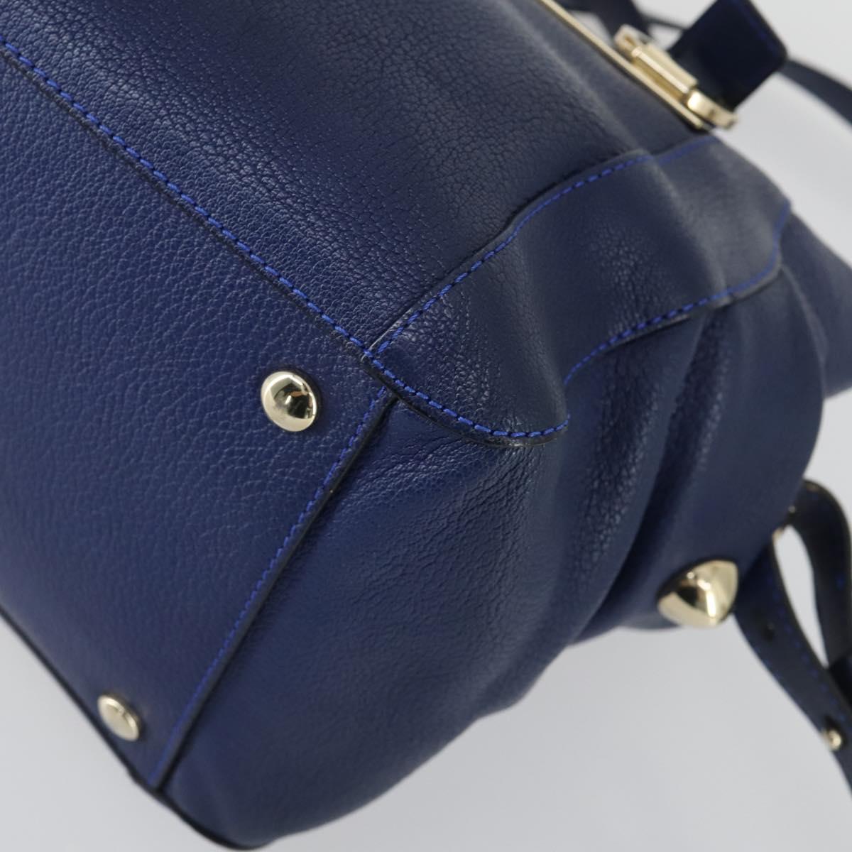 Chloe Bridget Hand Bag Leather 2way Navy Gold Auth 161772