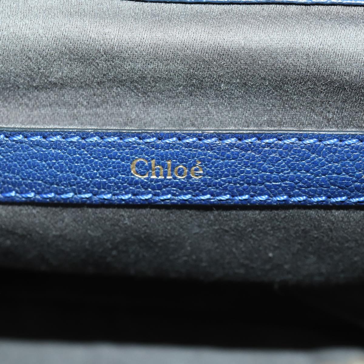 Chloe Bridget Hand Bag Leather 2way Navy Gold Auth 161772