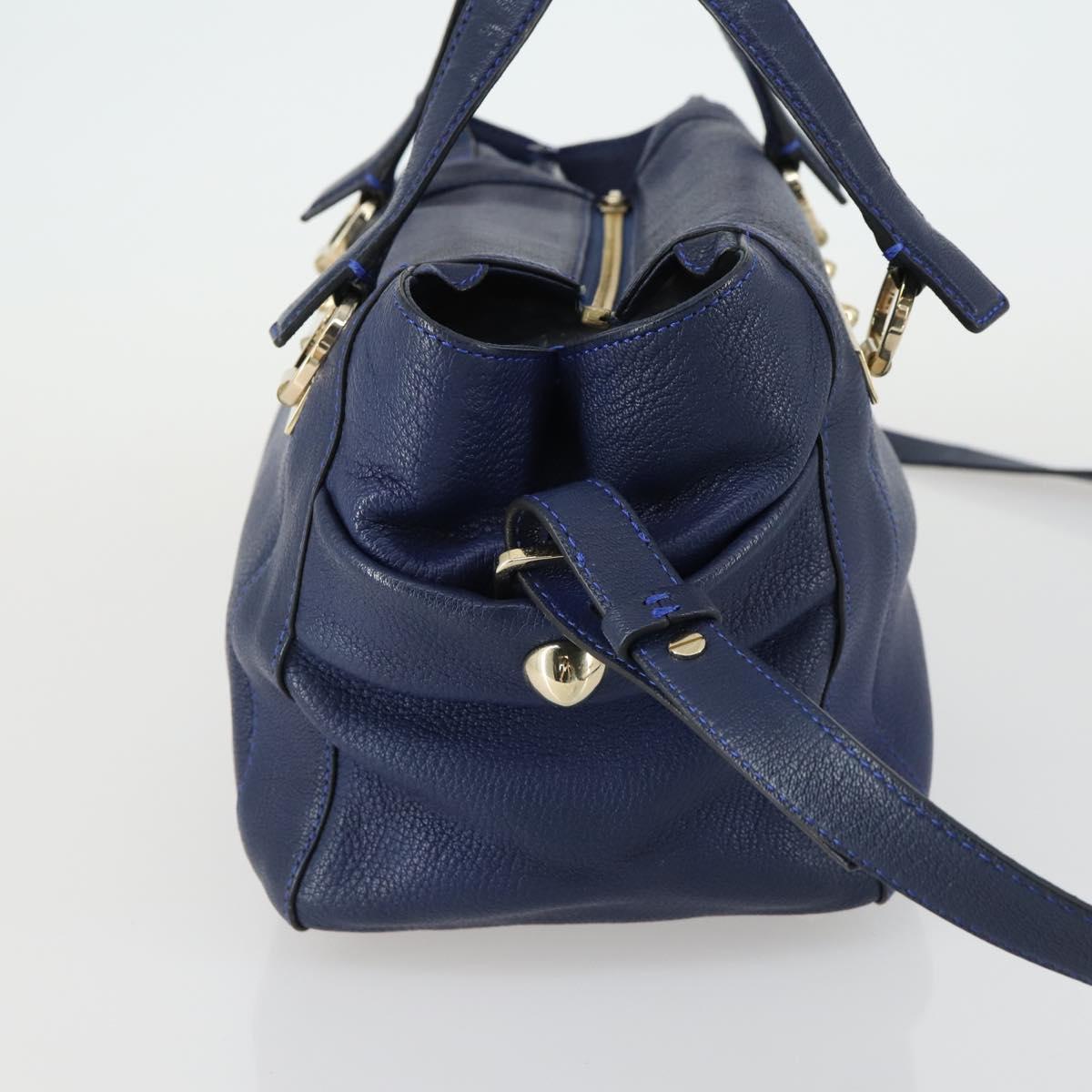 Chloe Bridget Hand Bag Leather 2way Navy Gold Auth 161772