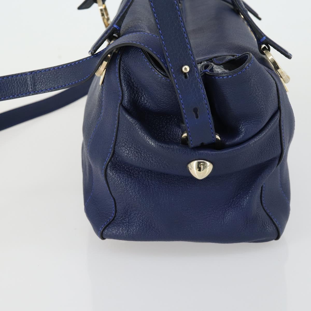 Chloe Bridget Hand Bag Leather 2way Navy Gold Auth 161772